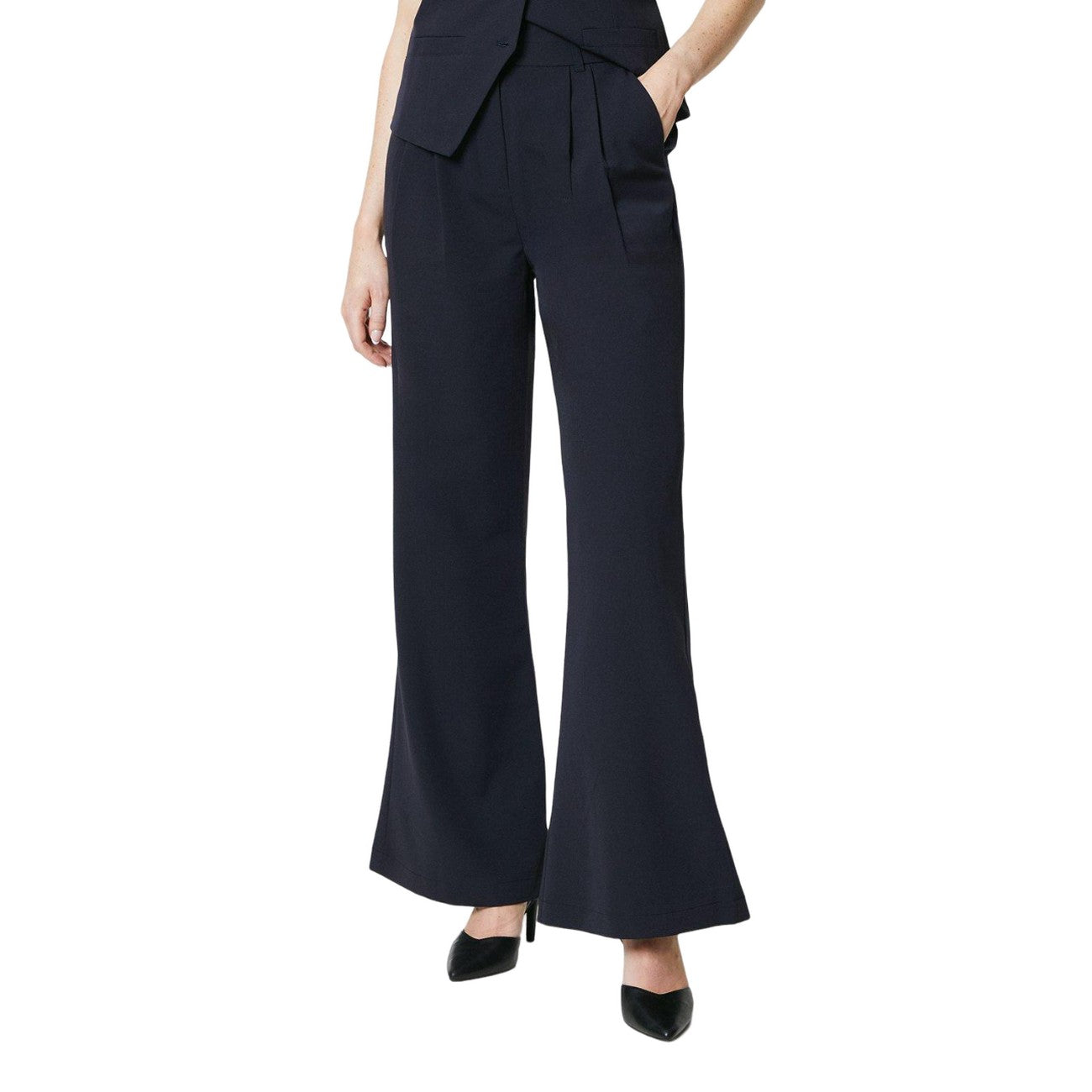 Navy - Front - Principles Womens-Ladies High Waist Wide Leg Trousers