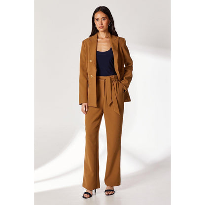 Camel - Front - Principles Womens-Ladies Belt Wide Leg Trousers