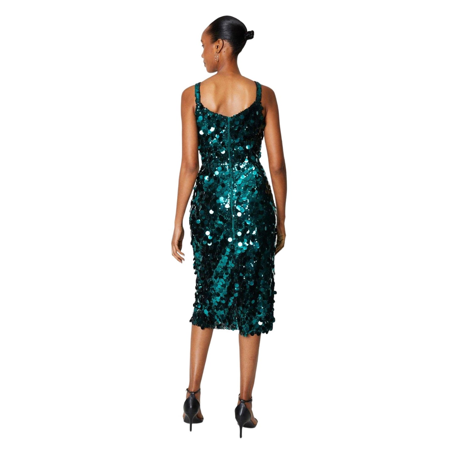 Emerald - Back - Principles Womens-Ladies Disco Sequin Strappy Midi Dress