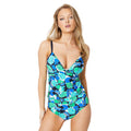 Blue-Green - Side - Gorgeous Womens-Ladies Bold Blooms Tummy Control Tankini Set