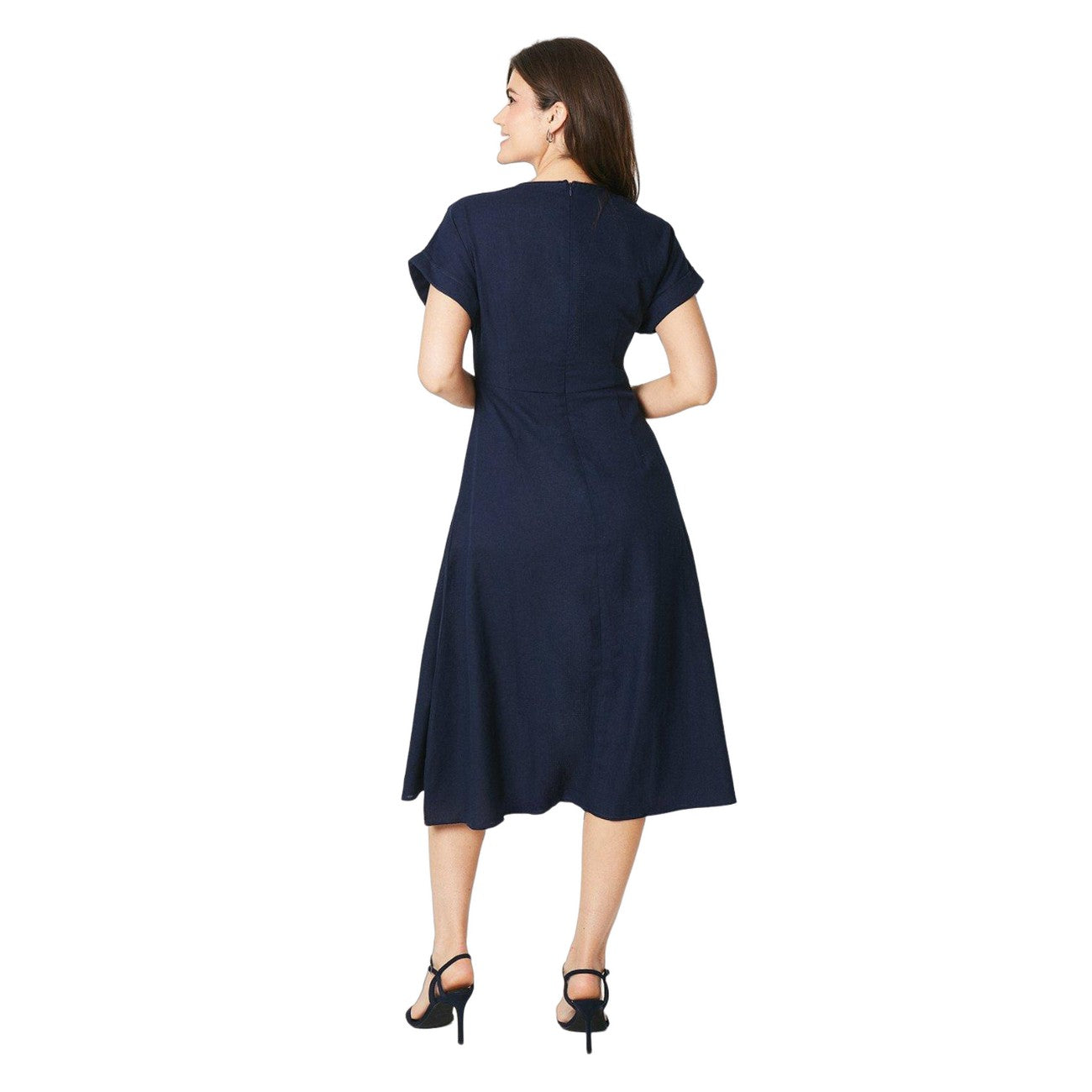 Navy - Back - Principles Womens-Ladies Pleated Midi Dress