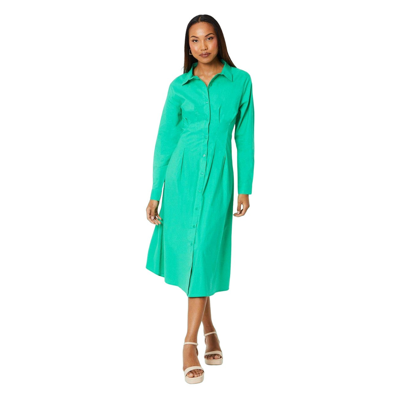 Green - Front - Principles Womens-Ladies Waist Detail Shirt Dress