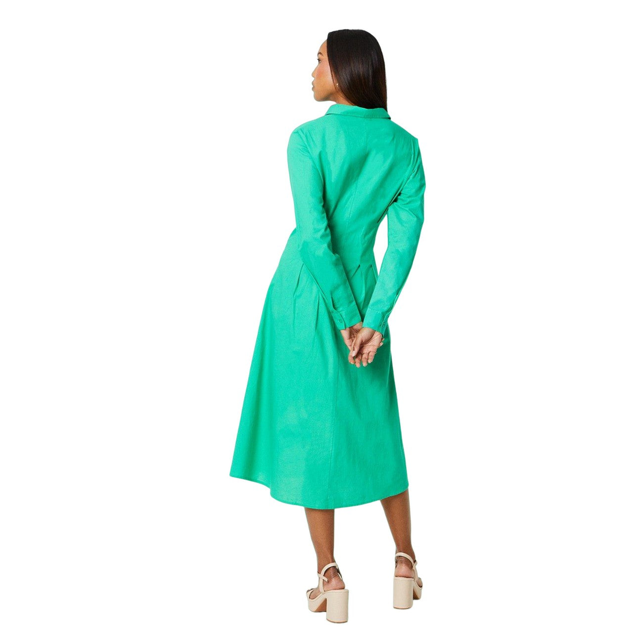 Green - Back - Principles Womens-Ladies Waist Detail Shirt Dress