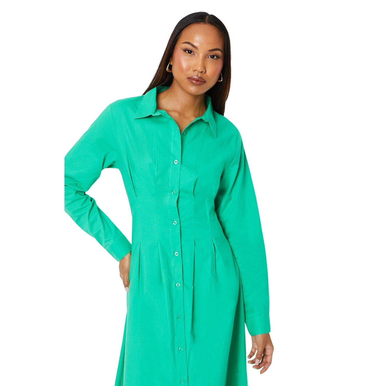 Green - Side - Principles Womens-Ladies Waist Detail Shirt Dress