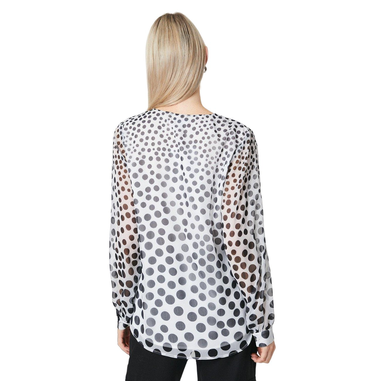 White-Black - Back - Principles Womens-Ladies Border Spot V Neck Top