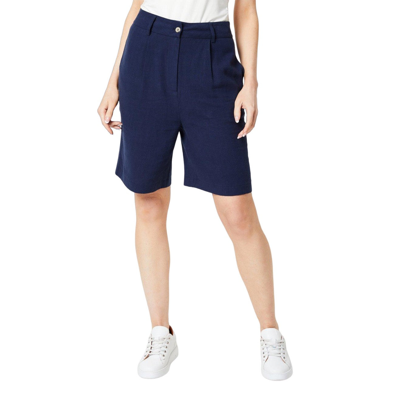 Navy - Front - Principles Womens-Ladies Linen Tailored Shorts