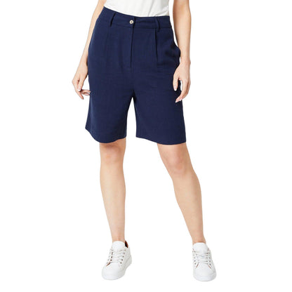 Navy - Front - Principles Womens-Ladies Linen Tailored Shorts