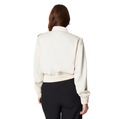 Cream - Back - Principles Womens-Ladies Satin Pocket Bomber Jacket
