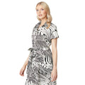 White-Black - Side - Principles Womens-Ladies Leaf Print Midi Shirt Dress