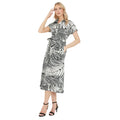 White-Black - Front - Principles Womens-Ladies Leaf Print Midi Shirt Dress
