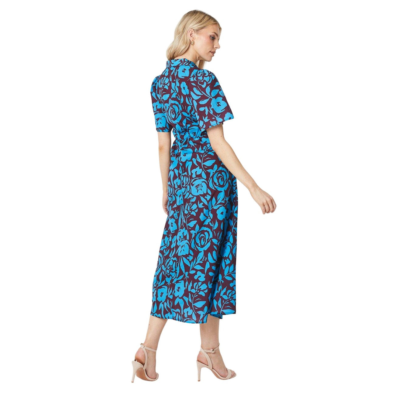 Blue-Maroon - Back - Principles Womens-Ladies Waist Tie Midi Dress