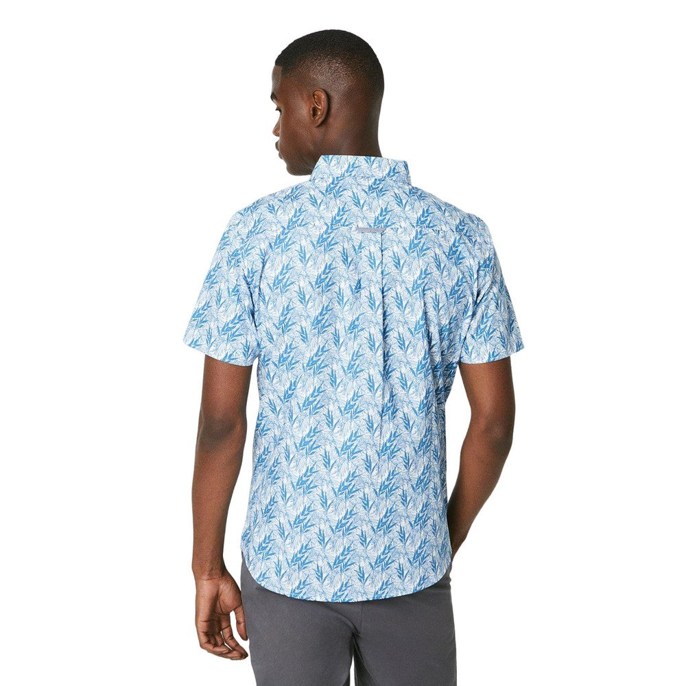 White-Blue - Back - Maine Mens Bamboo Print Short-Sleeved Shirt