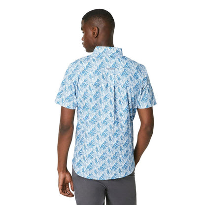 White-Blue - Back - Maine Mens Bamboo Print Short-Sleeved Shirt
