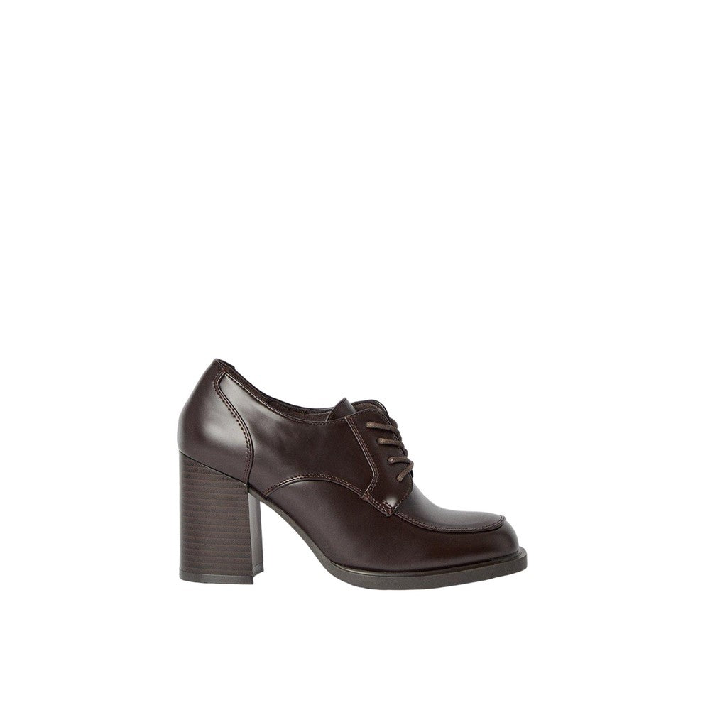 Brown - Back - Principles Womens-Ladies Lara Lace Up High Block Heel Shoes