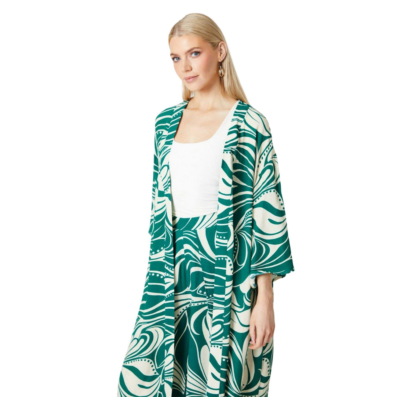 Green - Lifestyle - Principles Womens-Ladies Abstract Longline Kimono