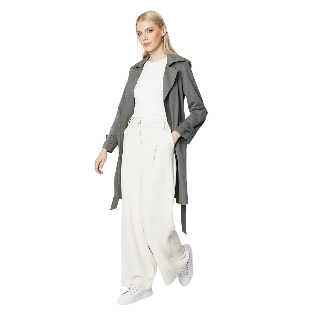 Grey - Lifestyle - Principles Womens-Ladies Premium Belted Trench Coat