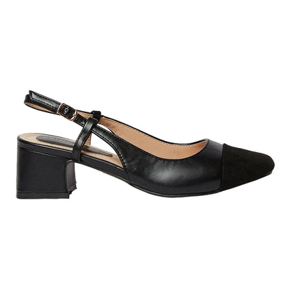 Black - Back - Principles Womens-Ladies Clementine Square Toe Low Block Heel Court Shoes