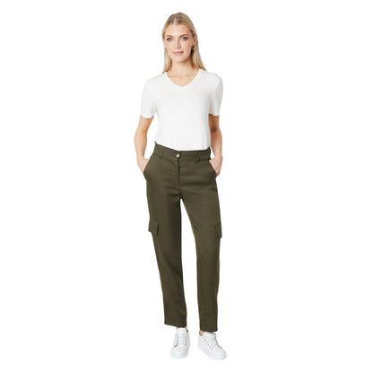 Khaki Green - Front - Principles Womens-Ladies Utility Pocket Tapered Cargo Trousers