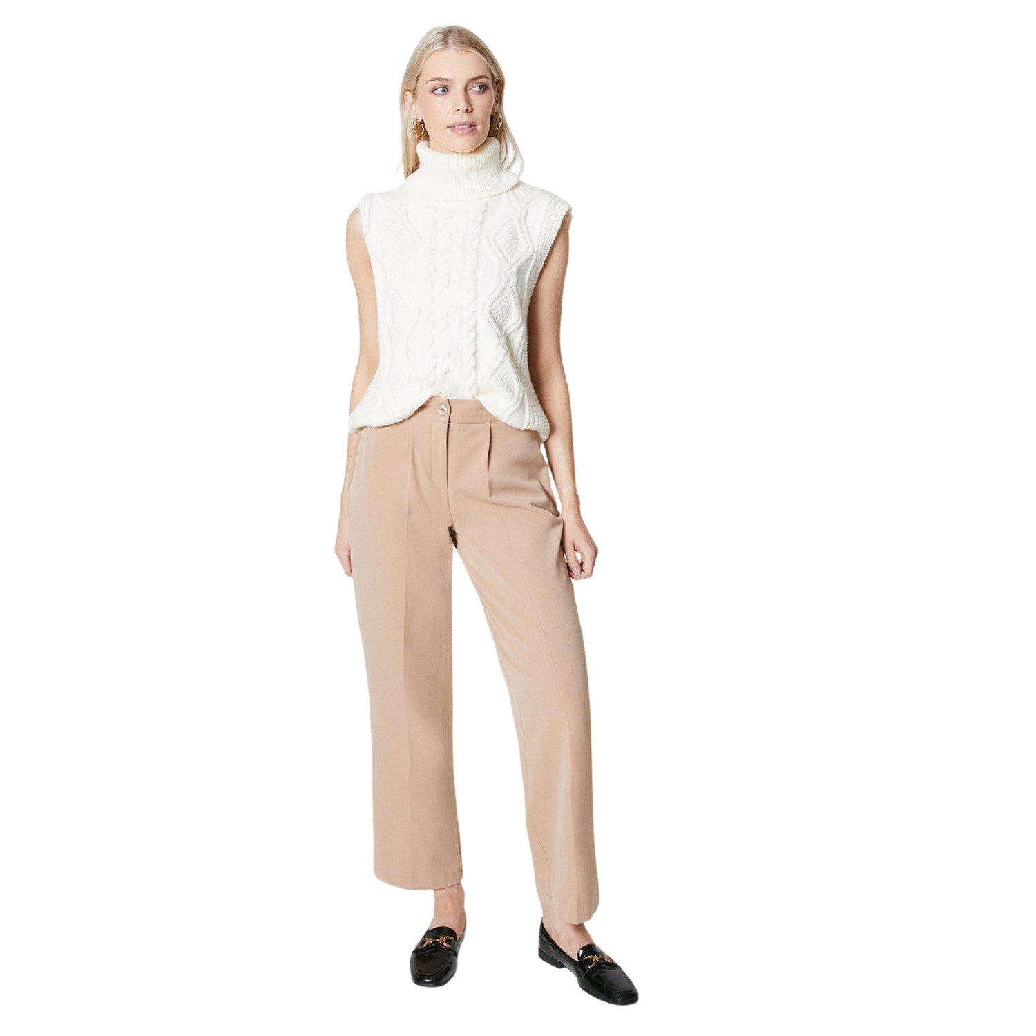 Tan - Side - Maine Womens-Ladies Straight Leg Trousers