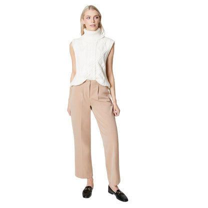 Tan - Side - Maine Womens-Ladies Straight Leg Trousers