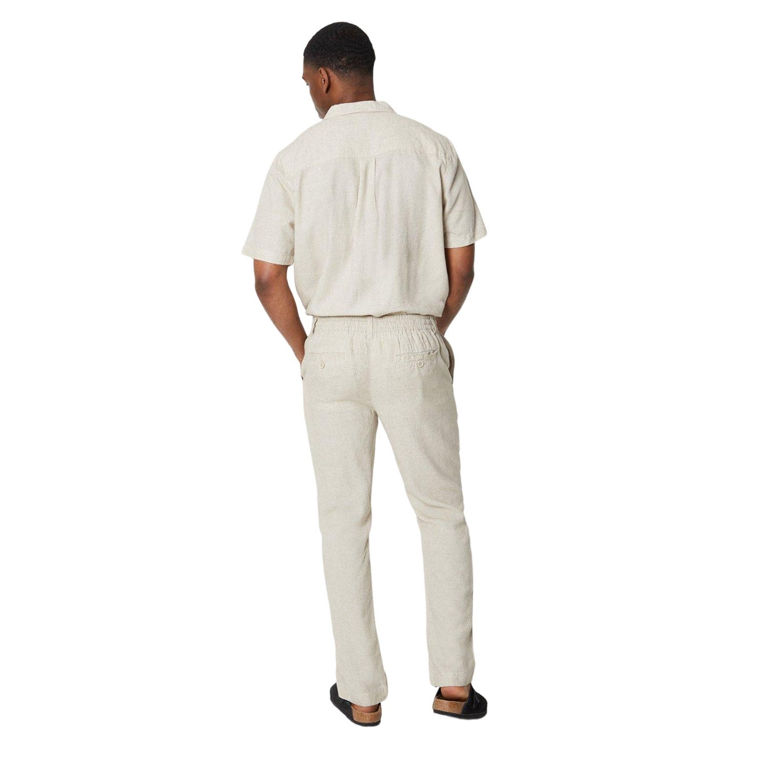 Natural - Back - Maine Mens Linen Blend Trousers
