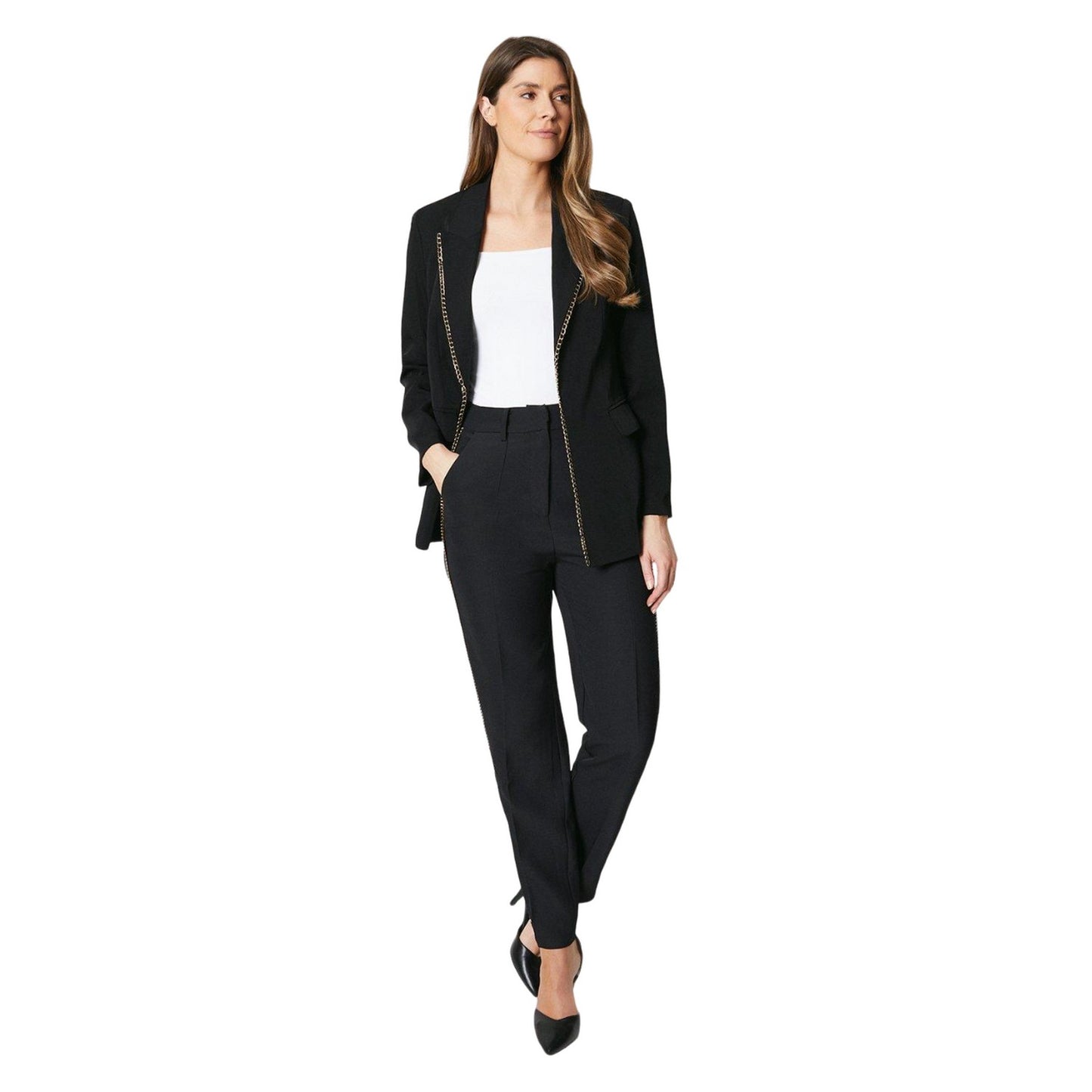 Black - Lifestyle - Principles Womens-Ladies Chain Detail Straight Leg Trousers