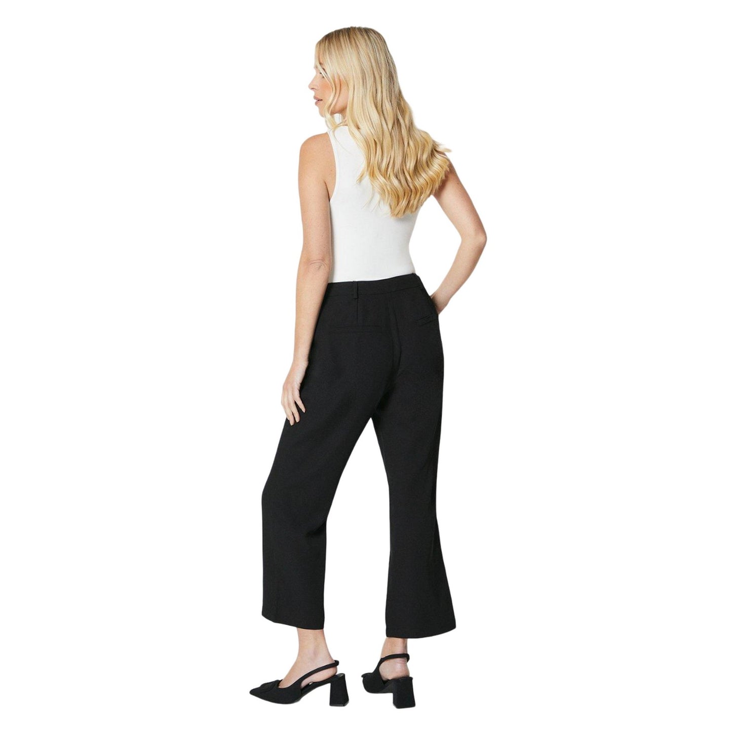 Black - Back - Principles Womens-Ladies Tapered Leg Petite High Waist Trousers
