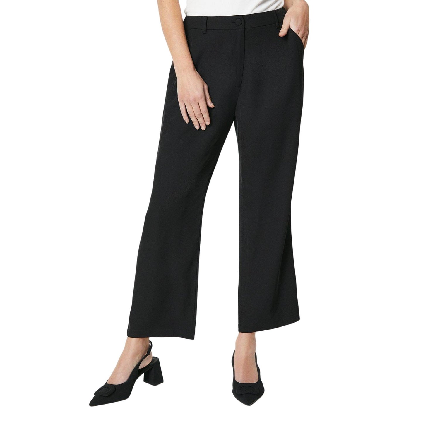 Black - Front - Principles Womens-Ladies Tapered Leg Petite High Waist Trousers