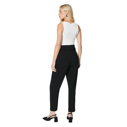 Black - Back - Principles Womens-Ladies Paperbag Petite High Waist Trousers