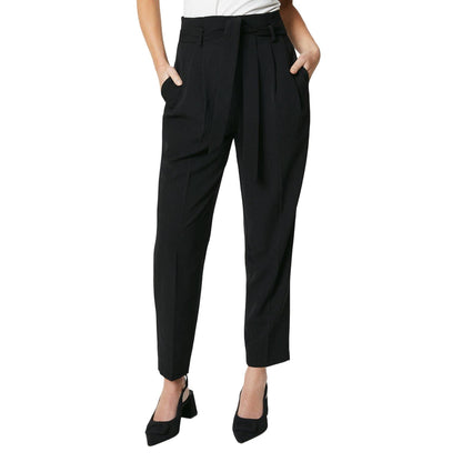 Black - Front - Principles Womens-Ladies Paperbag Petite High Waist Trousers
