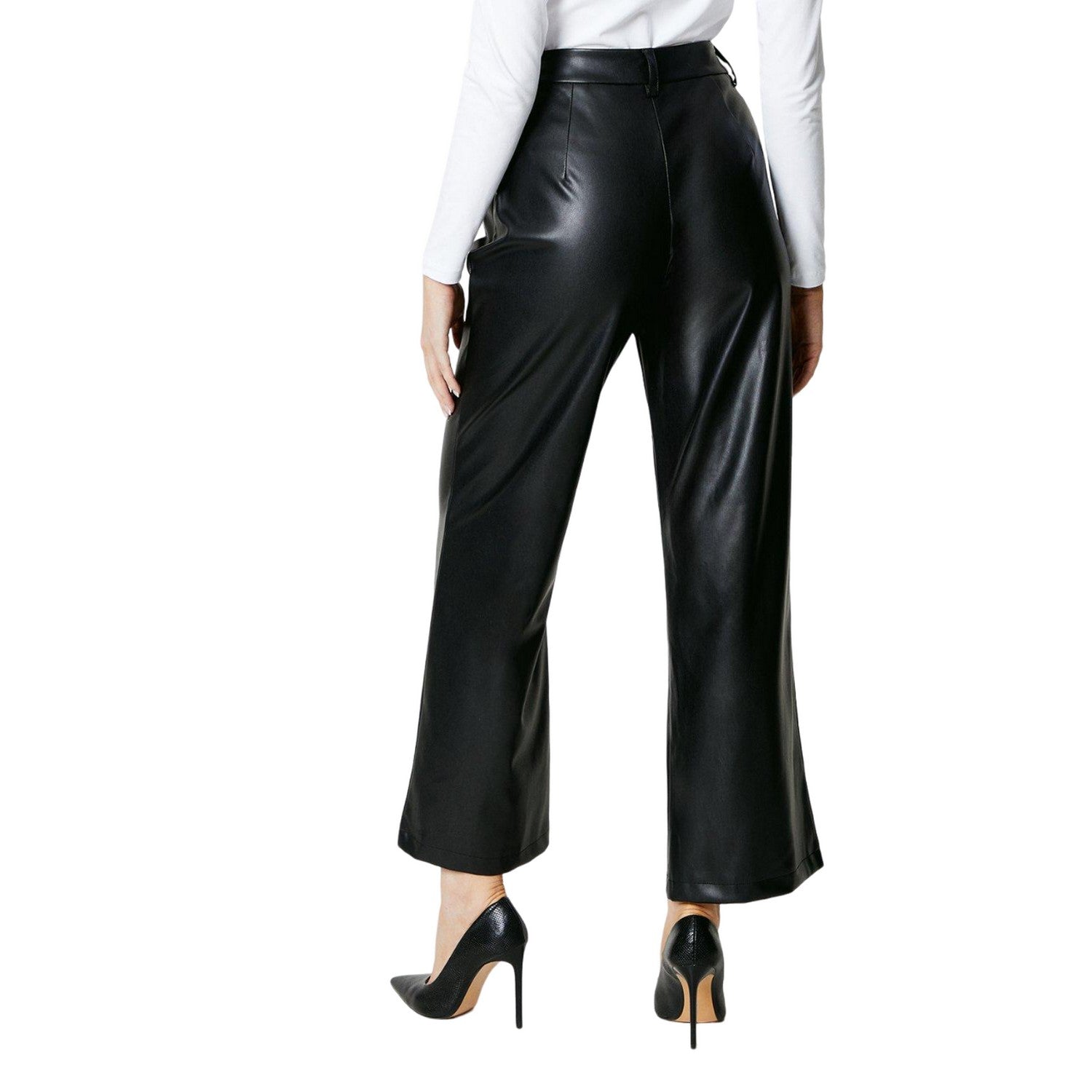 Black - Back - Principles Womens-Ladies Faux Leather Straight Leg High Waist Trousers