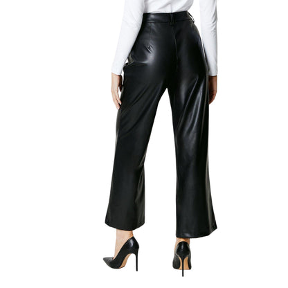 Black - Back - Principles Womens-Ladies Faux Leather Straight Leg High Waist Trousers
