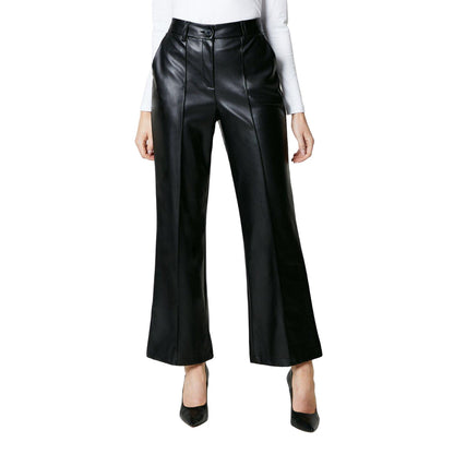 Black - Front - Principles Womens-Ladies Faux Leather Straight Leg High Waist Trousers