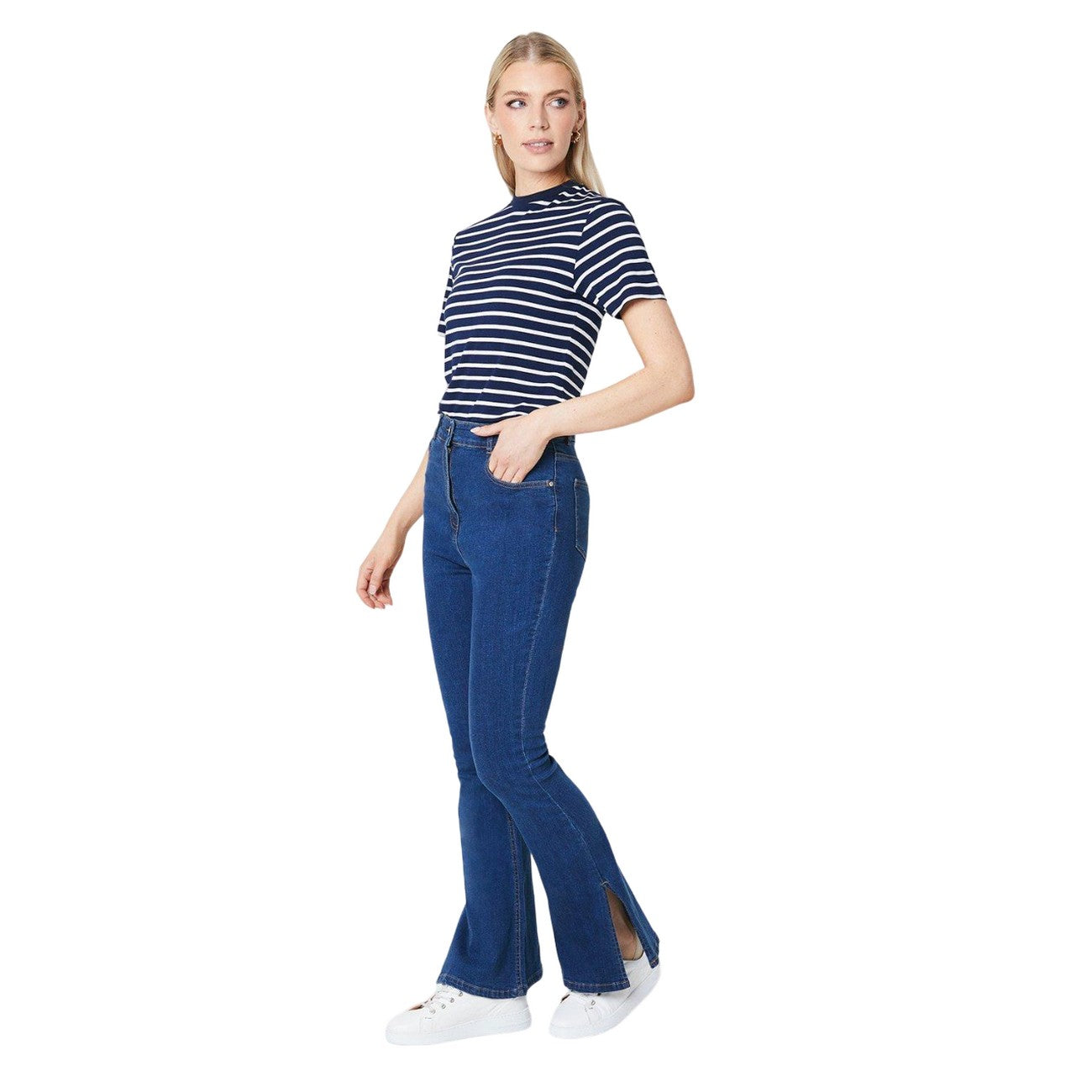 Mid Wash - Side - Principles Womens-Ladies Flared Jeans