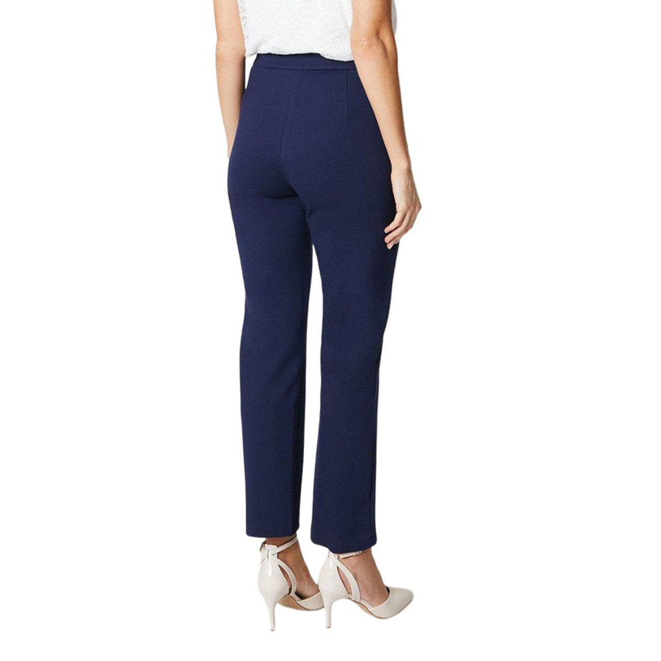 Navy - Back - Principles Womens-Ladies Ponte Front Seam Detail Tapered Trousers