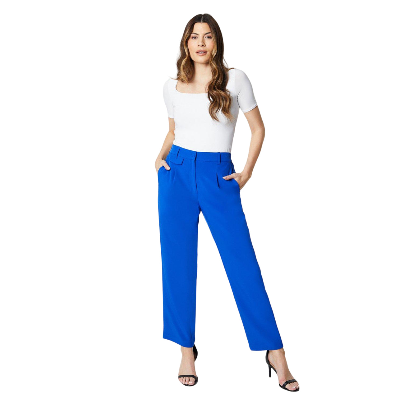 Cobalt - Side - Principles Womens-Ladies Zip Pocket Wide Leg Trousers