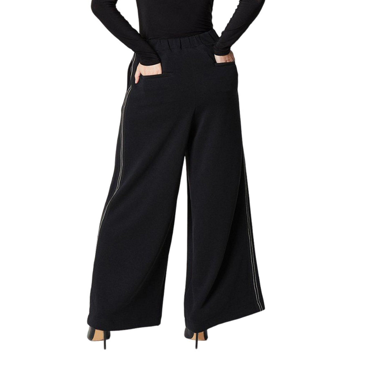 Black - Back - Principles Womens-Ladies Jersey Palazzo Trousers