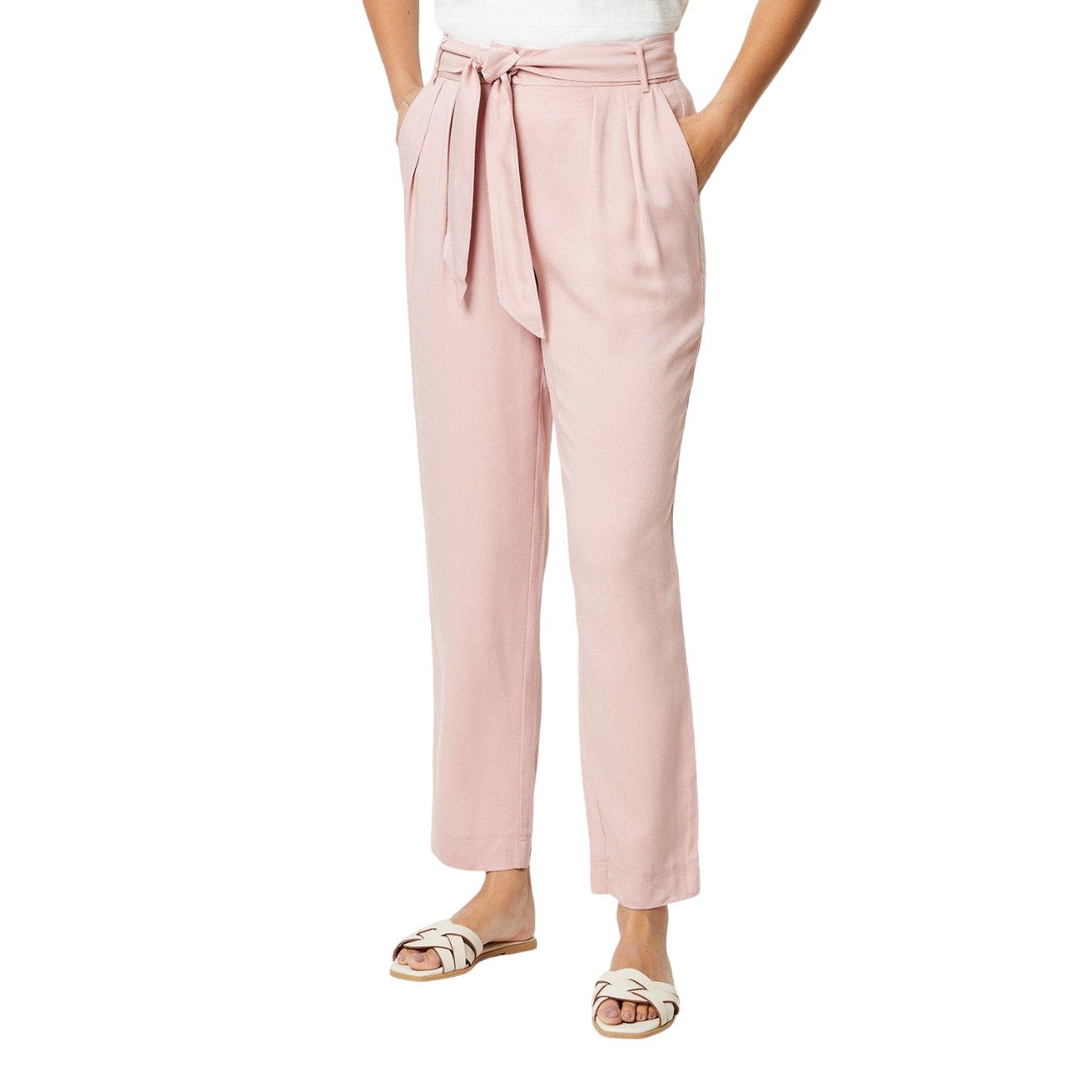 Soft Pink - Front - Principles Womens-Ladies Paperbag Tapered Trousers