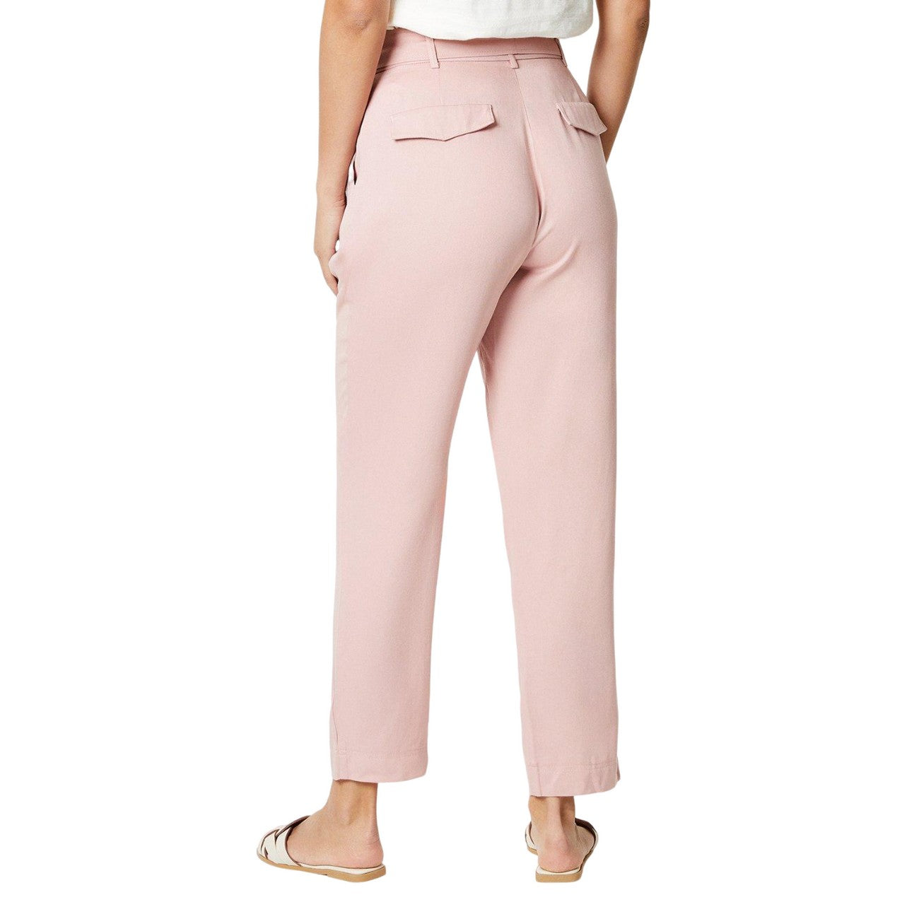 Soft Pink - Back - Principles Womens-Ladies Paperbag Tapered Trousers