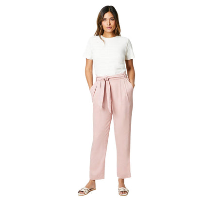 Soft Pink - Side - Principles Womens-Ladies Paperbag Tapered Trousers