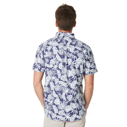 Blue - Back - Maine Mens Paradise Leaf Print Shirt