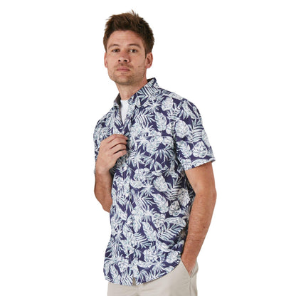 Blue - Front - Maine Mens Paradise Leaf Print Shirt