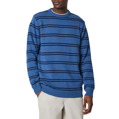 Mid Blue - Front - Maine Mens Double Stripe Crew Neck Jumper