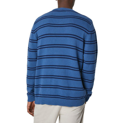 Mid Blue - Back - Maine Mens Double Stripe Crew Neck Jumper