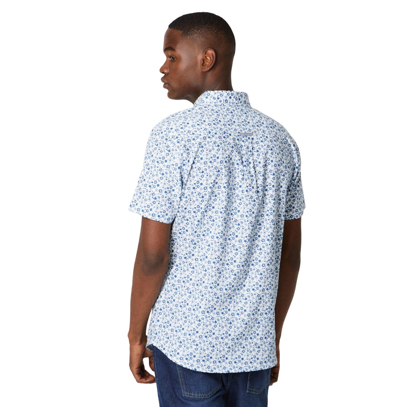 White - Back - Maine Mens Floral Vine Short-Sleeved Shirt