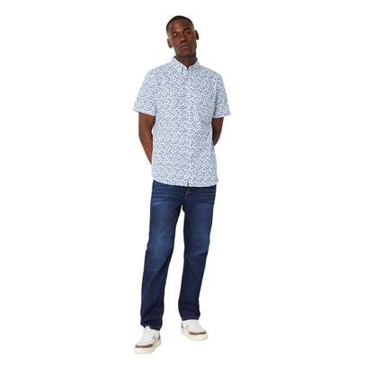 White - Side - Maine Mens Floral Vine Short-Sleeved Shirt