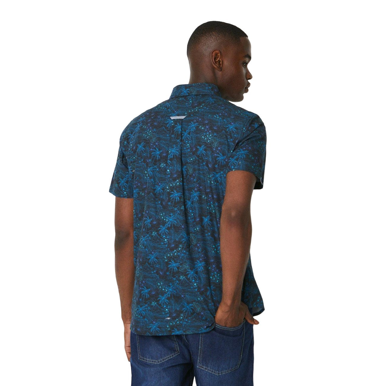 Navy - Back - Maine Mens Island Print Short-Sleeved Shirt