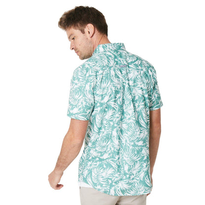Green - Back - Maine Mens Leaf Print Short-Sleeved Shirt