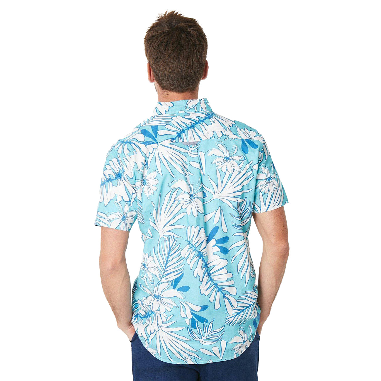 Blue - Back - Maine Mens Fern Short-Sleeved Shirt