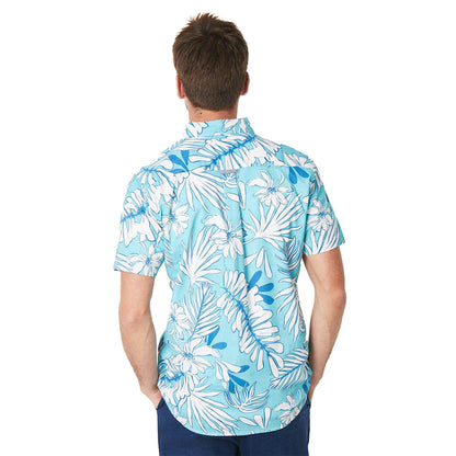 Blue - Back - Maine Mens Fern Short-Sleeved Shirt